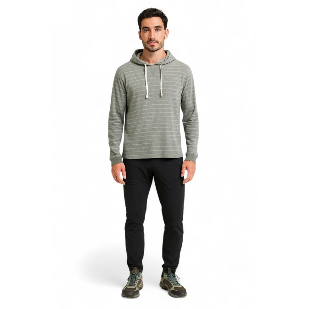 Marine Layer Striped Layer Beach Preppy Double Knit Pullover Hiking Hoodie Men's